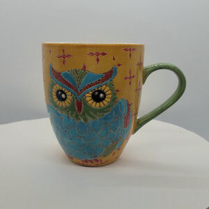 Dutch Wax Coastline Imports Hand Painted Owl Coffee / Tea Mug